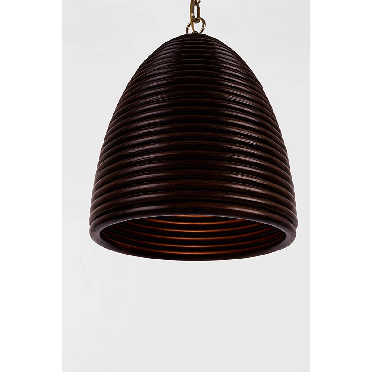 Suzanne Kasler Emerson 14" Pendant in Hand-Rubbed Antique Brass with Espresso Rattan Shade W14" x H18.5"