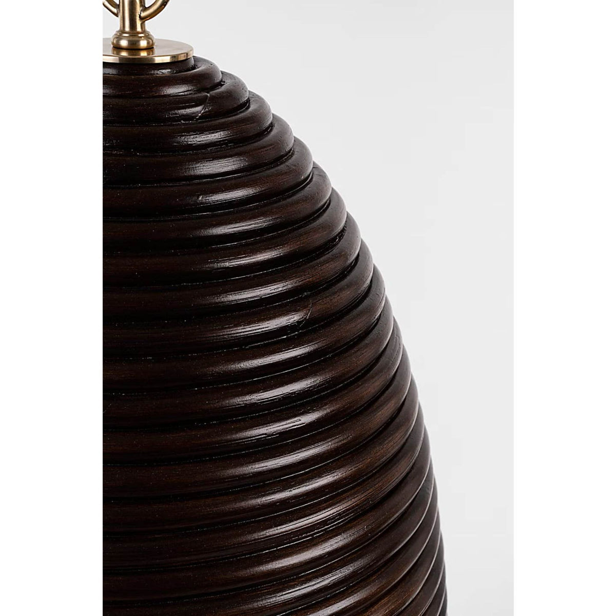 Suzanne Kasler Emerson 14" Pendant in Hand-Rubbed Antique Brass with Espresso Rattan Shade W14" x H18.5"