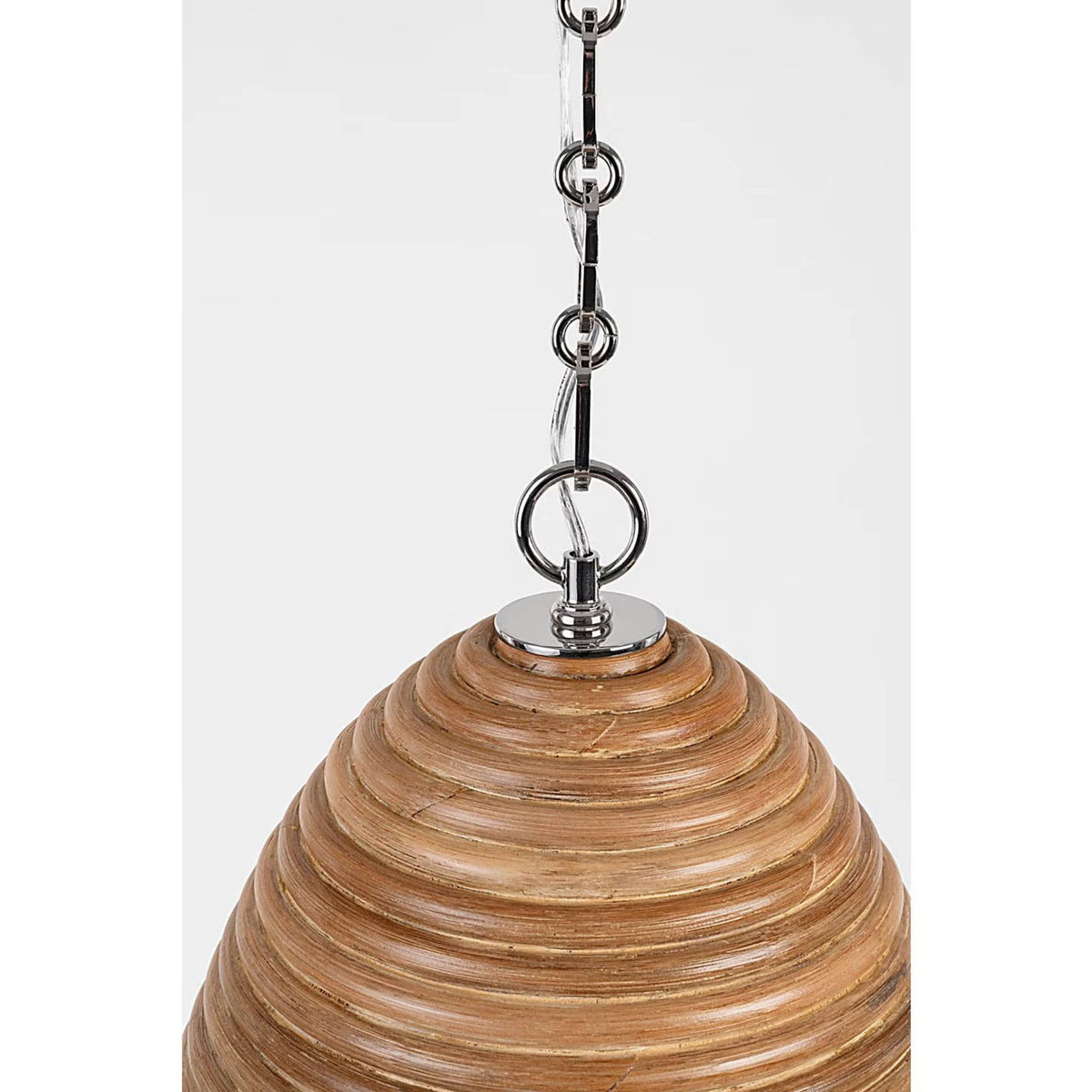 Suzanne Kasler Emerson 14" Pendant in Polished Nickel with Natural Rattan Shade W14" x H18.5"