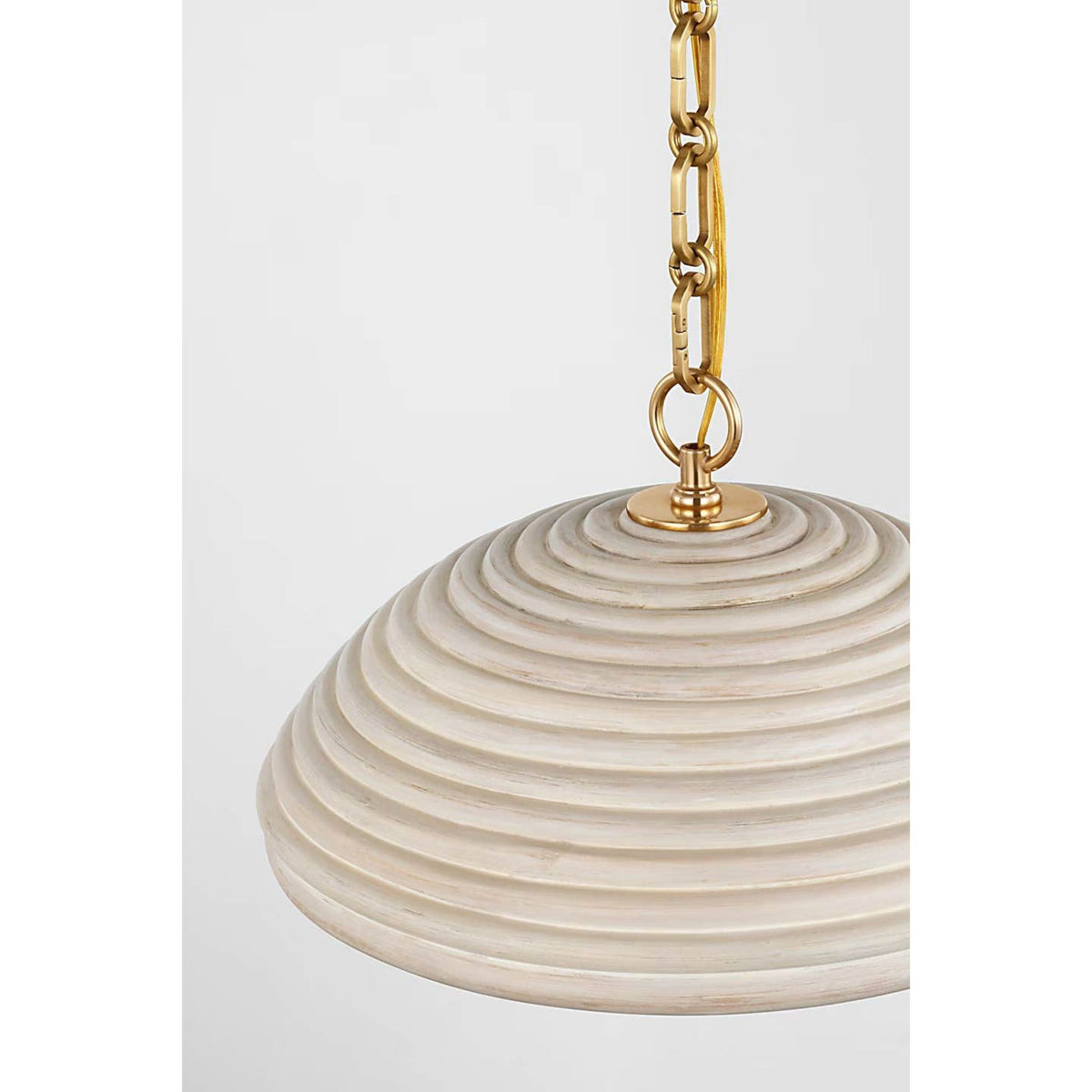 Suzanne Kasler Emerson 16" Pendant in Hand-Rubbed Antique Brass with Ash Rattan Shade W15.75" x H8.5"