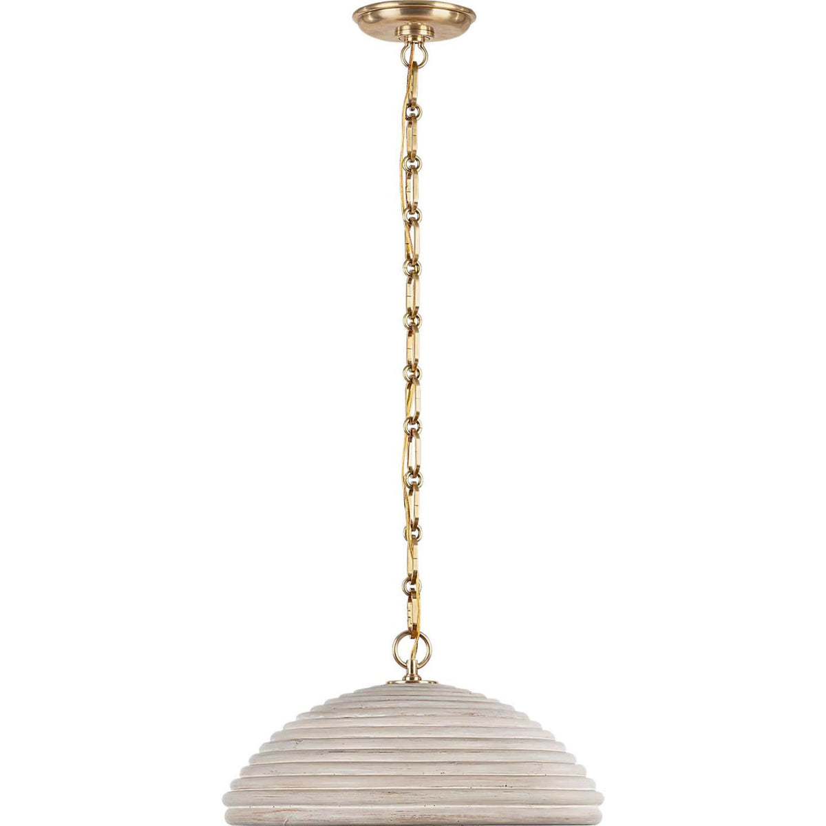 Suzanne Kasler Emerson 16" Pendant in Hand-Rubbed Antique Brass with Ash Rattan Shade W15.75" x H8.5"