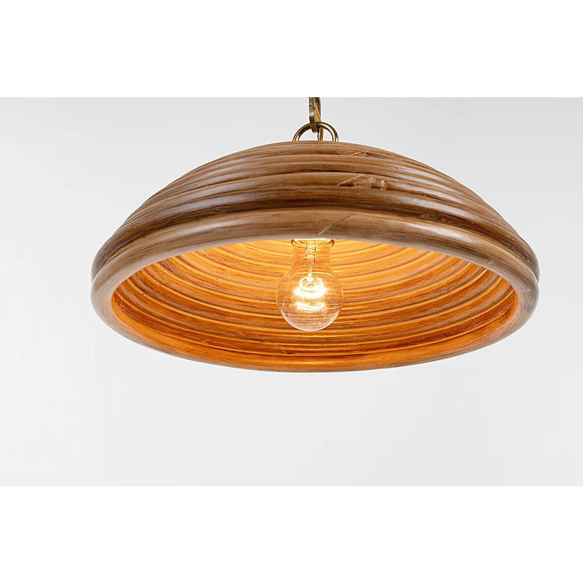 Suzanne Kasler Emerson 16" Pendant in Hand-Rubbed Antique Brass with Natural Rattan Shade W15.75" x H8.5"