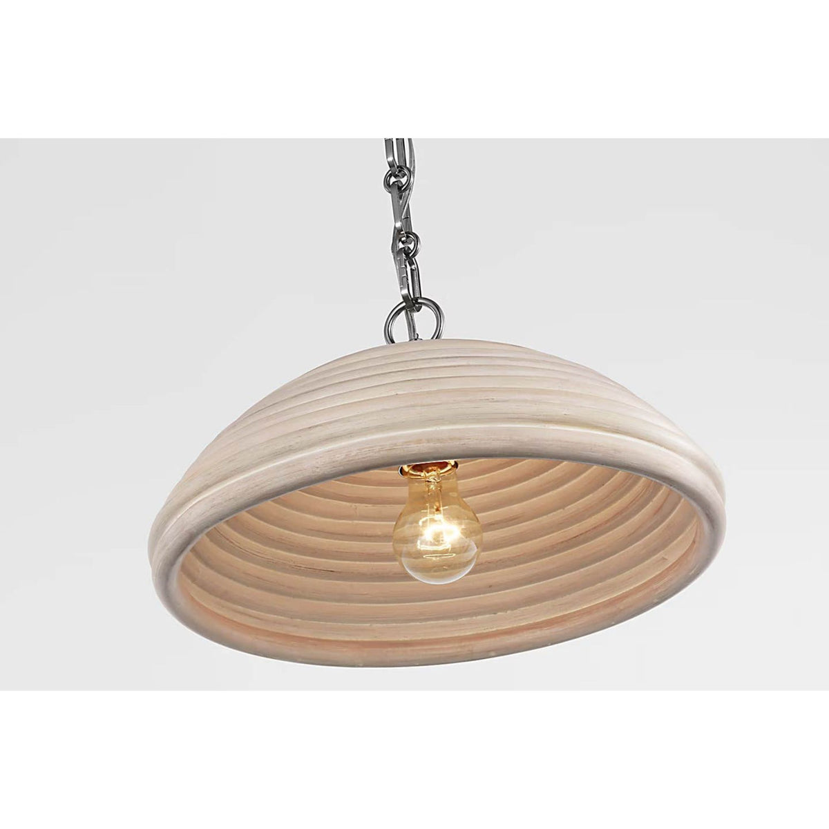 Suzanne Kasler Emerson 16" Pendant in Polished Nickel with Ash Rattan Shade W15.75" x H8.5"