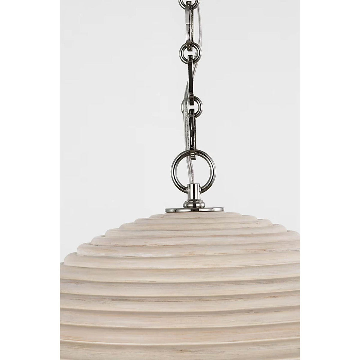 Suzanne Kasler Emerson 16" Pendant in Polished Nickel with Ash Rattan Shade W15.75" x H8.5"