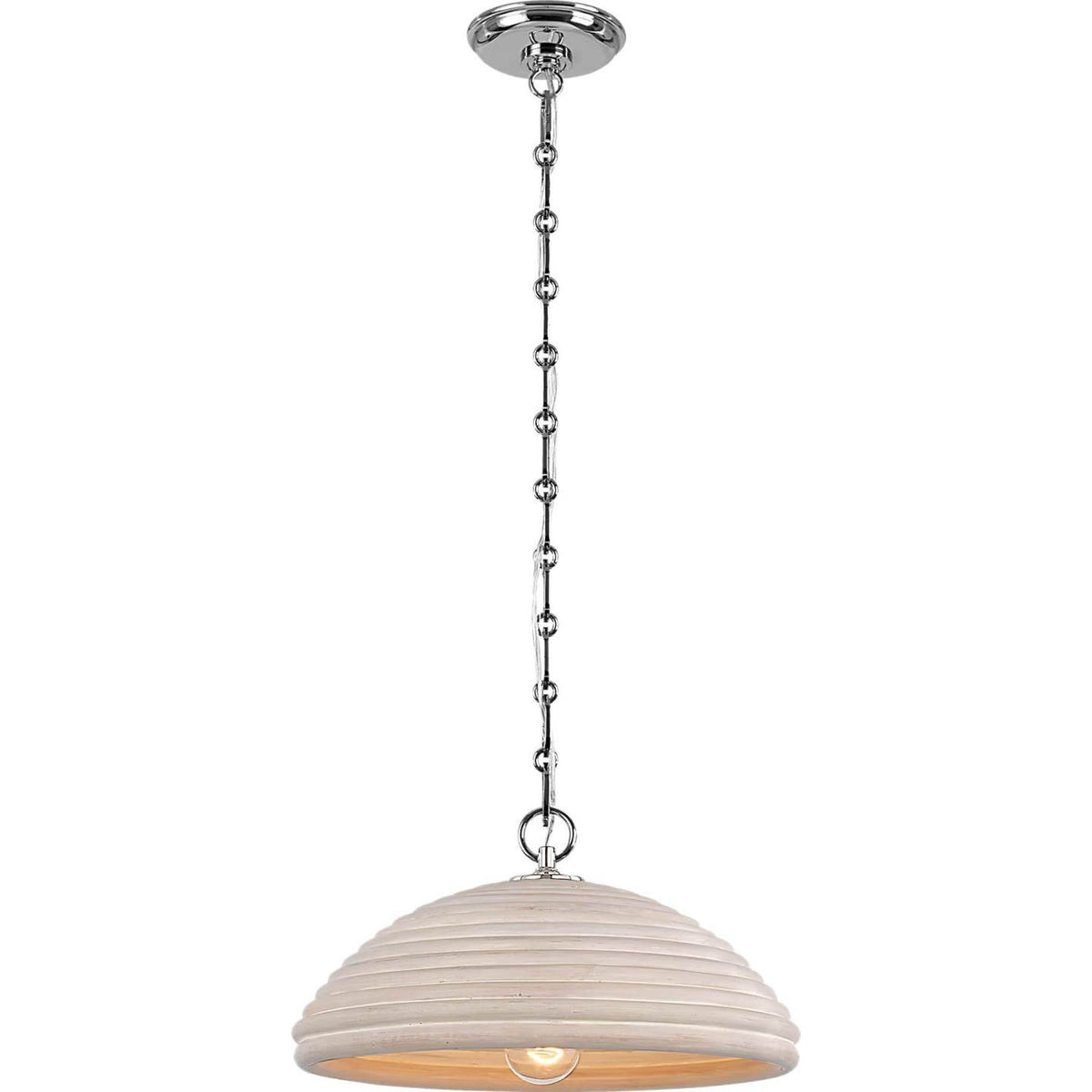Suzanne Kasler Emerson 16" Pendant in Polished Nickel with Ash Rattan Shade W15.75" x H8.5"