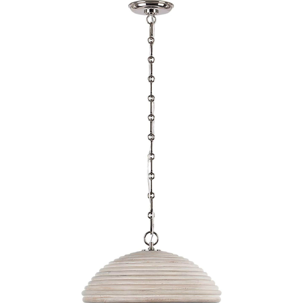 Suzanne Kasler Emerson 16" Pendant in Polished Nickel with Ash Rattan Shade W15.75" x H8.5"