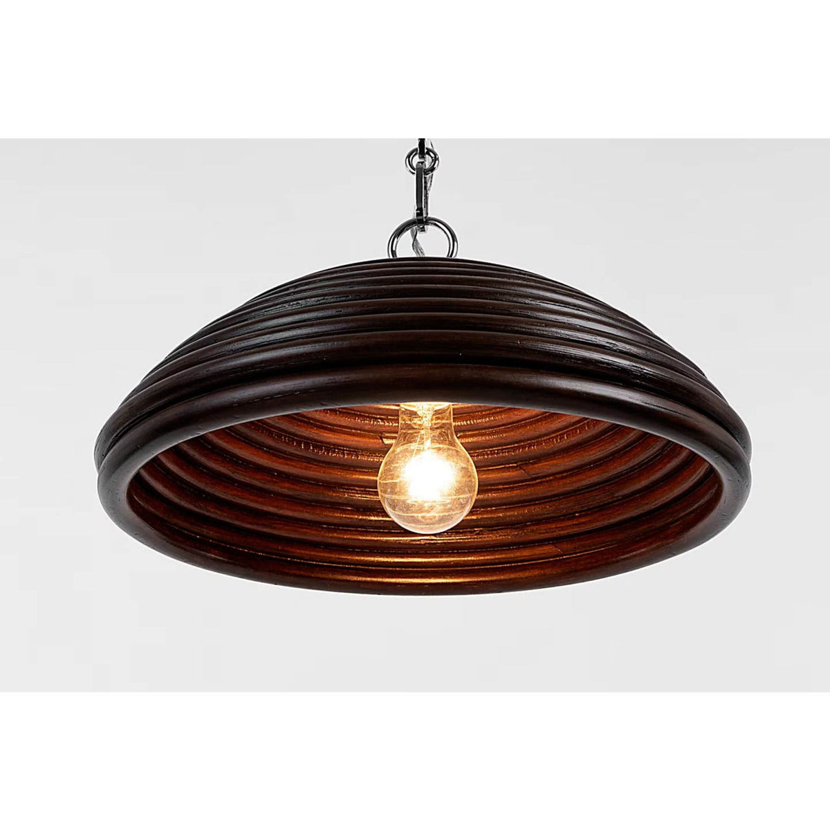 Suzanne Kasler Emerson 16" Pendant in Polished Nickel with Espresso Rattan Shade W15.75" x H8.5"