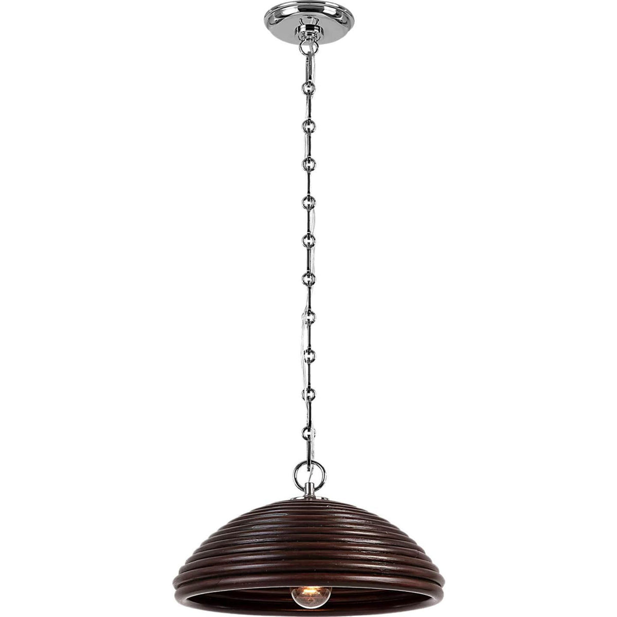 Suzanne Kasler Emerson 16" Pendant in Polished Nickel with Espresso Rattan Shade W15.75" x H8.5"