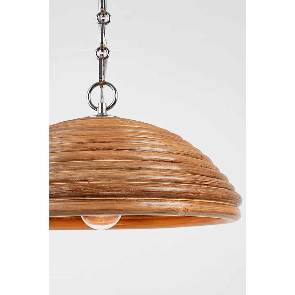 Suzanne Kasler Emerson 16" Pendant in Polished Nickel with Natural Rattan Shade W15.75" x H8.5"