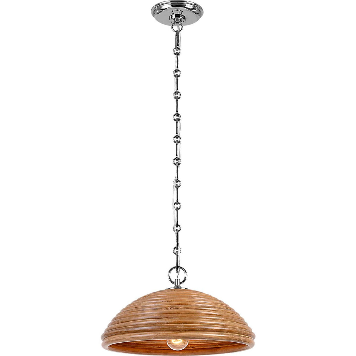 Suzanne Kasler Emerson 16" Pendant in Polished Nickel with Natural Rattan Shade W15.75" x H8.5"