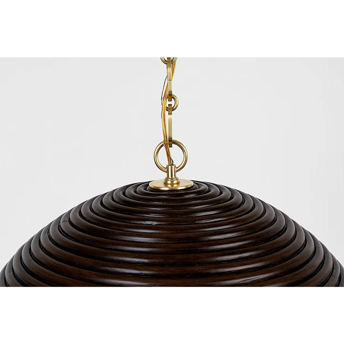 Suzanne Kasler Emerson 23" Pendant in Hand-Rubbed Antique Brass with Espresso Rattan Shade W22.75" x H11.75"