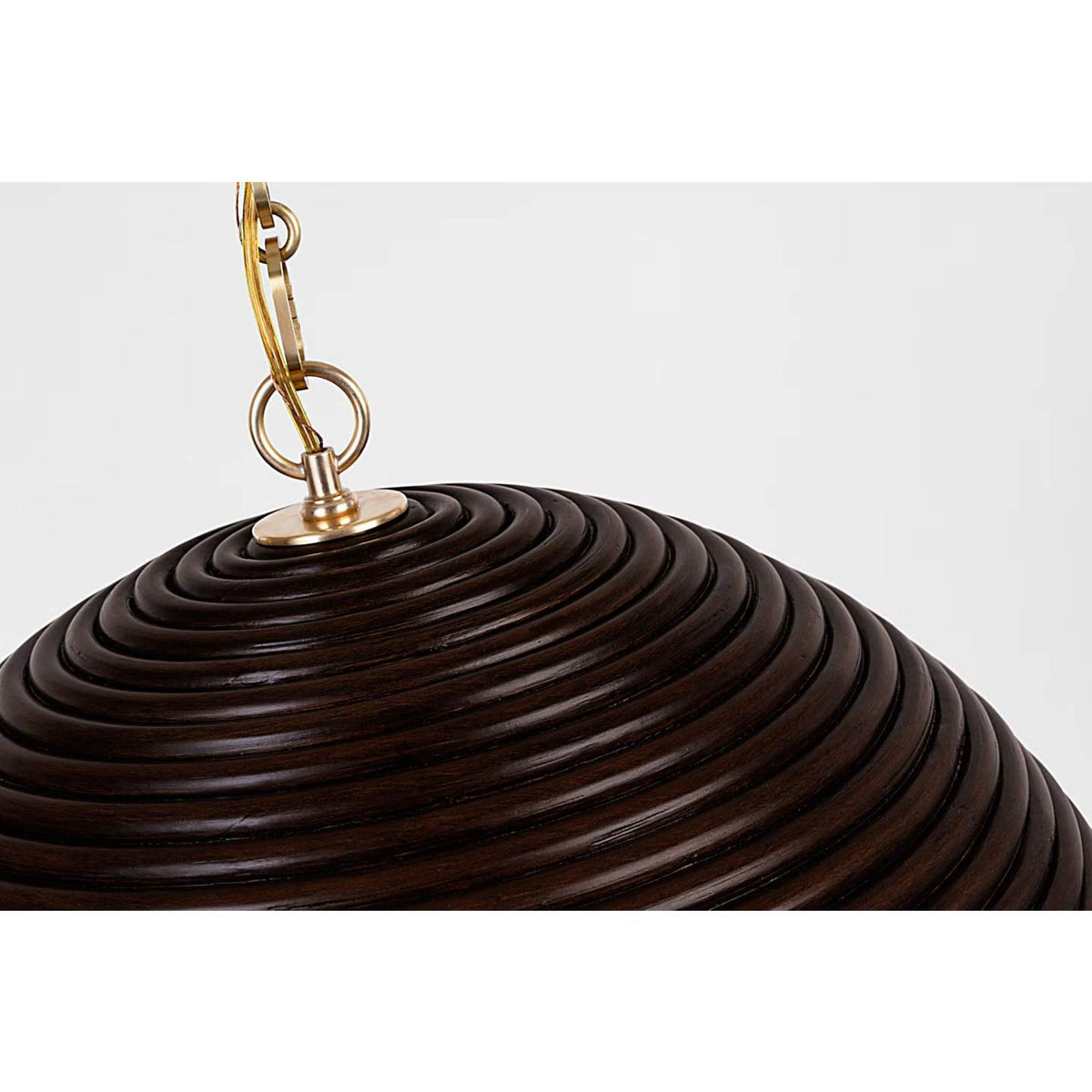 Suzanne Kasler Emerson 23" Pendant in Hand-Rubbed Antique Brass with Espresso Rattan Shade W22.75" x H11.75"