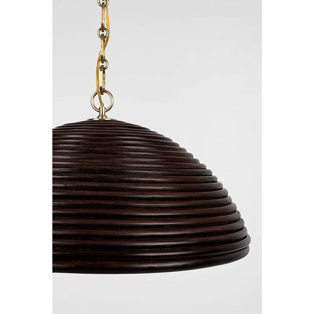 Suzanne Kasler Emerson 23" Pendant in Hand-Rubbed Antique Brass with Espresso Rattan Shade W22.75" x H11.75"