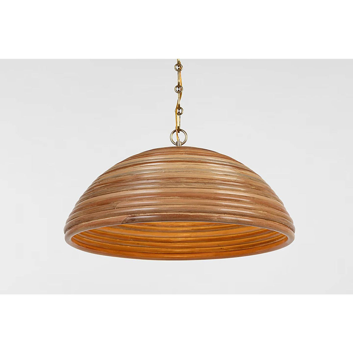 Suzanne Kasler Emerson 23" Pendant in Hand-Rubbed Antique Brass with Natural Rattan Shade W22.75" x H11.75"