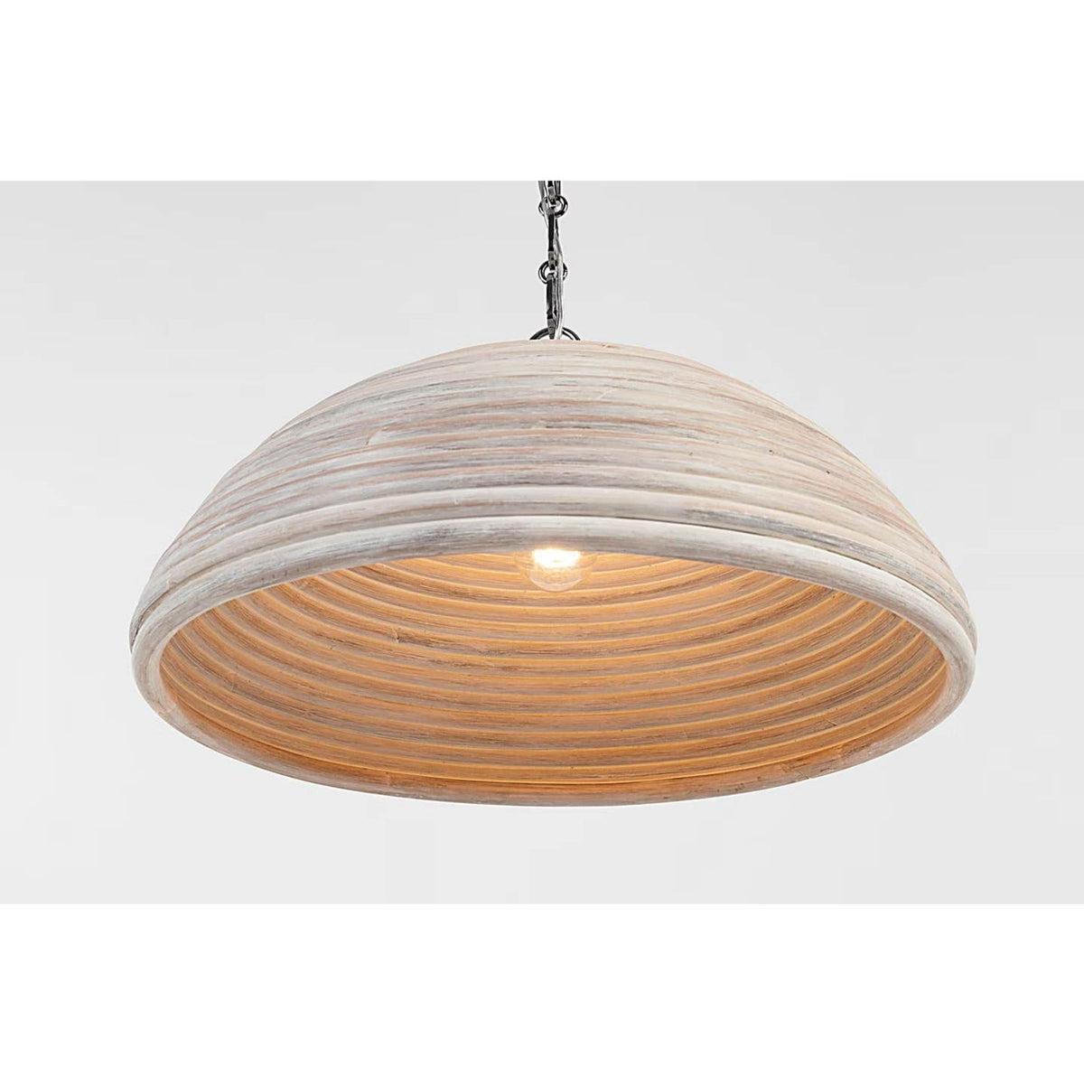 Suzanne Kasler Emerson 23" Pendant in Polished Nickel with Ash Rattan Shade W22.75" x H11.75"