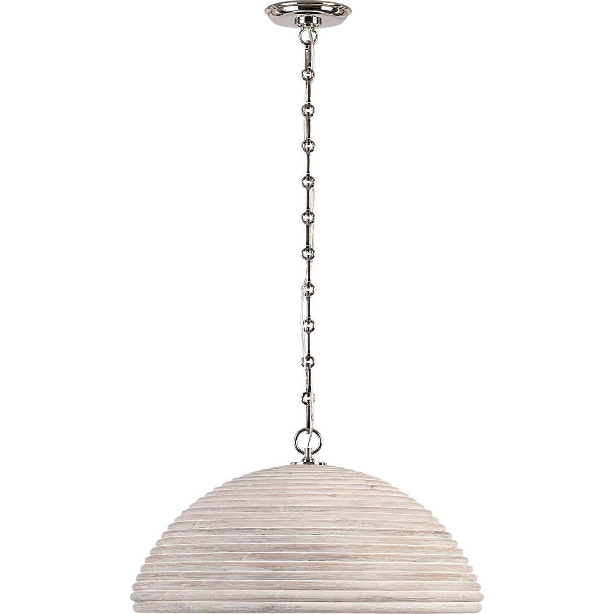 Suzanne Kasler Emerson 23" Pendant in Polished Nickel with Ash Rattan Shade W22.75" x H11.75"