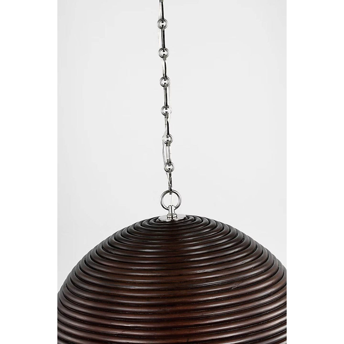 Suzanne Kasler Emerson 23" Pendant in Polished Nickel with Espresso Rattan Shade W22.75" x H11.75"