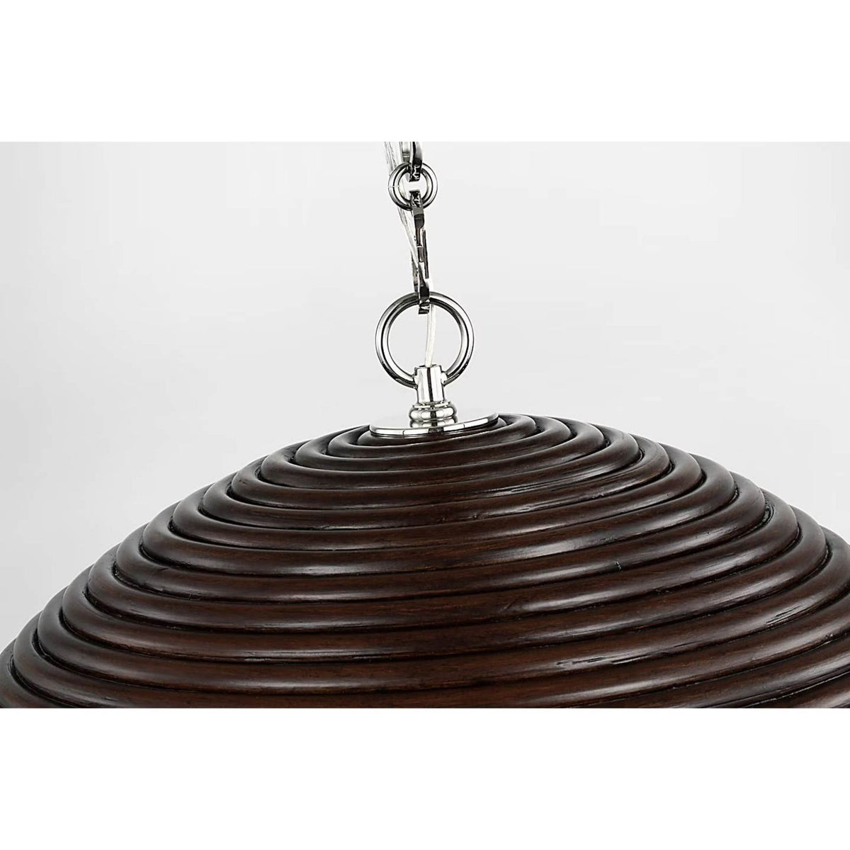 Suzanne Kasler Emerson 23" Pendant in Polished Nickel with Espresso Rattan Shade W22.75" x H11.75"