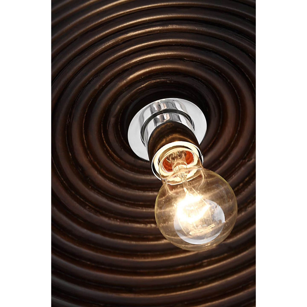 Suzanne Kasler Emerson 23" Pendant in Polished Nickel with Espresso Rattan Shade W22.75" x H11.75"