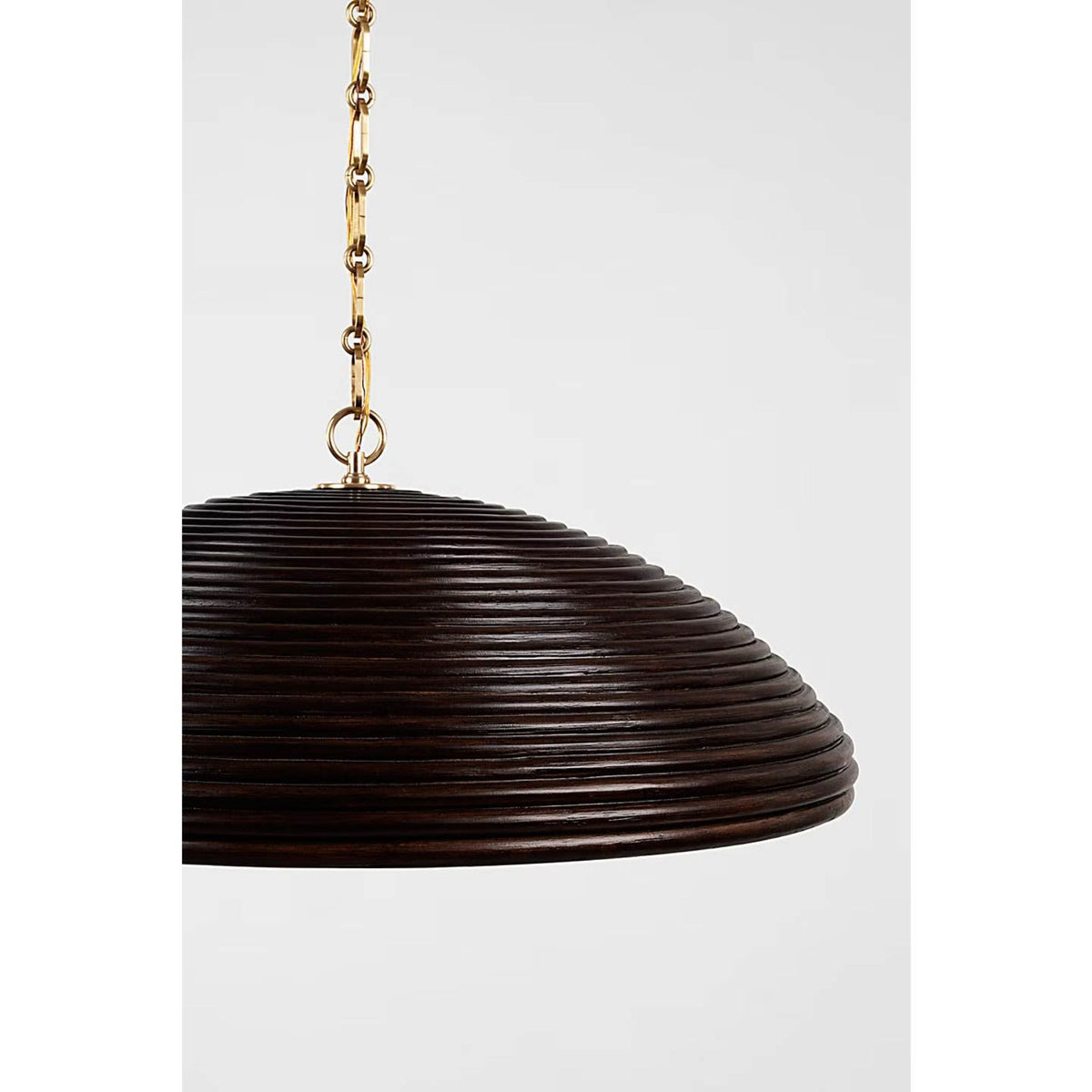 Suzanne Kasler Emerson 29" Pendant in Hand-Rubbed Antique Brass with Espresso Rattan Shade W29.25" x H11"
