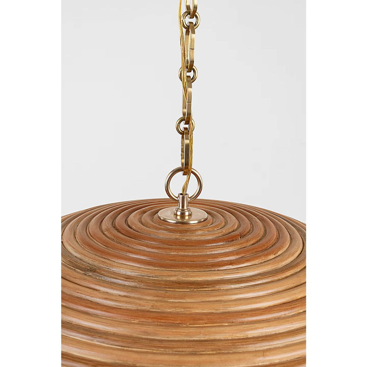 Suzanne Kasler Emerson 29" Pendant in Hand-Rubbed Antique Brass with Natural Rattan Shade W29.25" x H11"