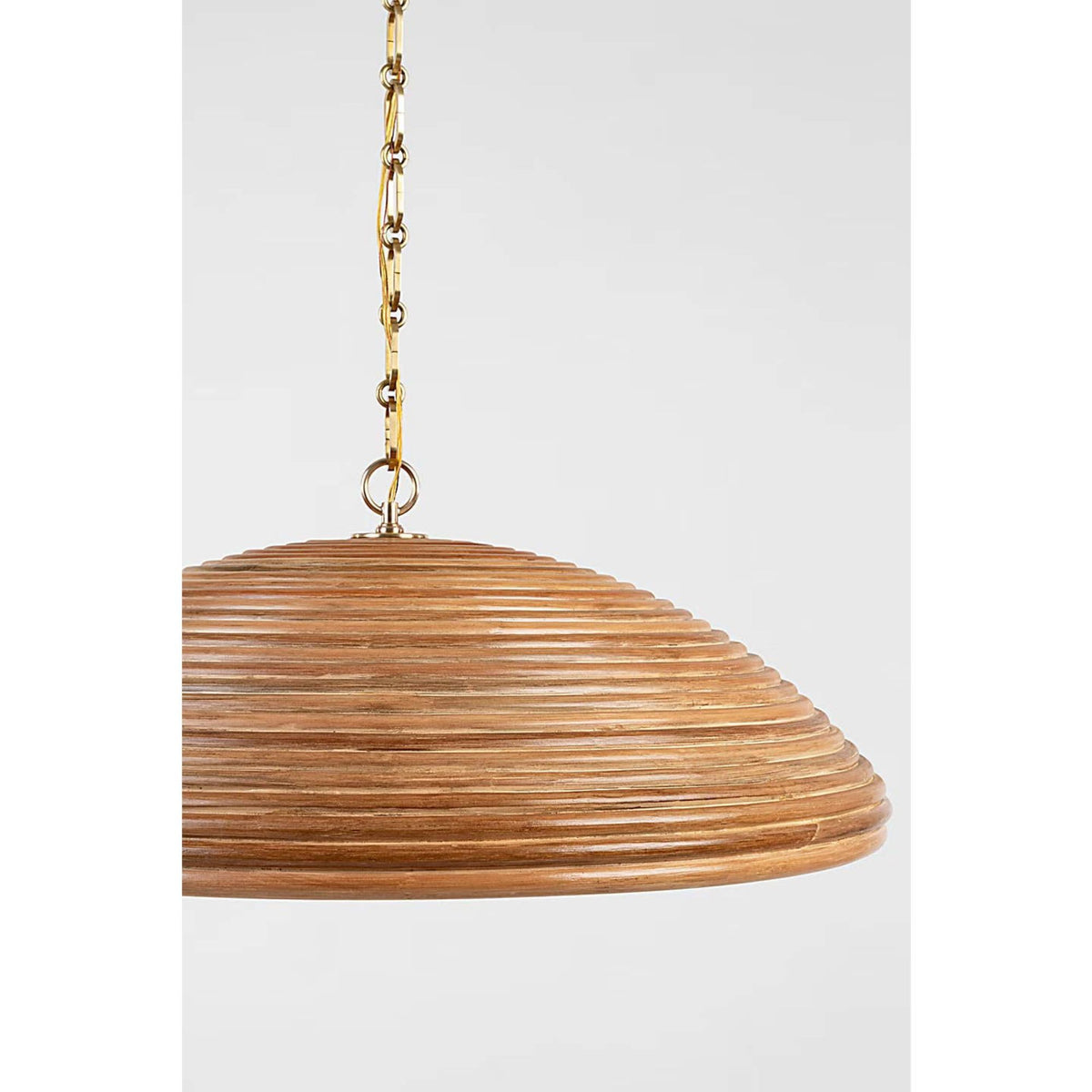 Suzanne Kasler Emerson 29" Pendant in Hand-Rubbed Antique Brass with Natural Rattan Shade W29.25" x H11"