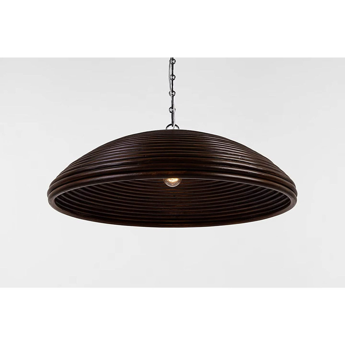 Suzanne Kasler Emerson 29" Pendant in Polished Nickel with Espresso Rattan Shade W29.25" x H11"