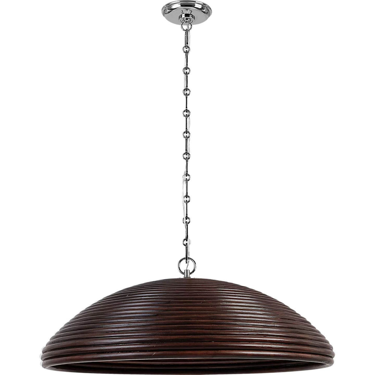 Suzanne Kasler Emerson 29" Pendant in Polished Nickel with Espresso Rattan Shade W29.25" x H11"