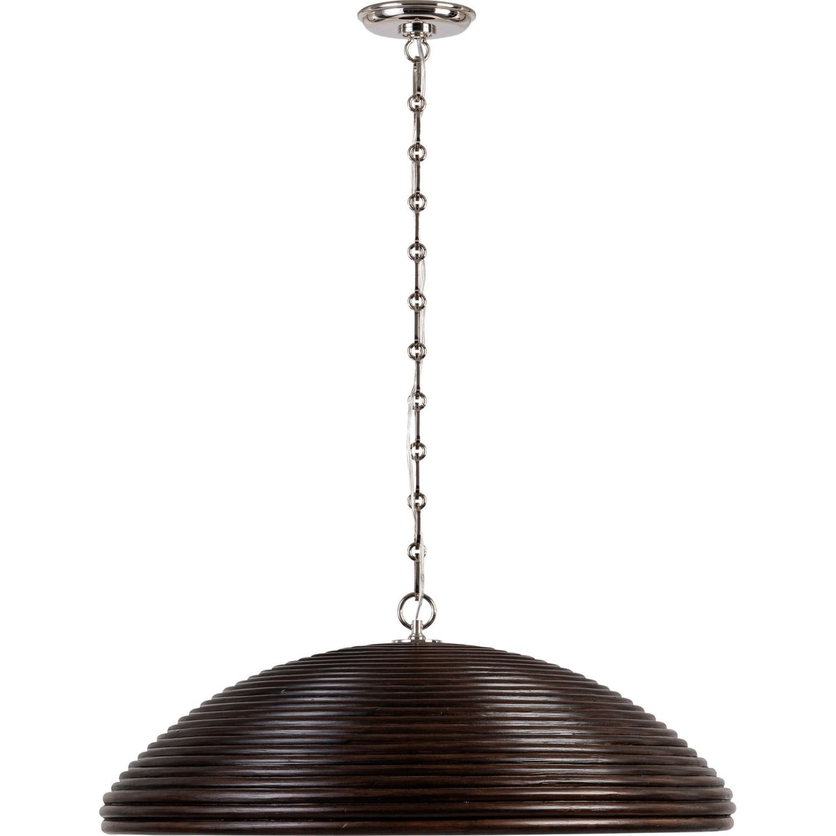 Suzanne Kasler Emerson 29" Pendant in Polished Nickel with Espresso Rattan Shade W29.25" x H11"