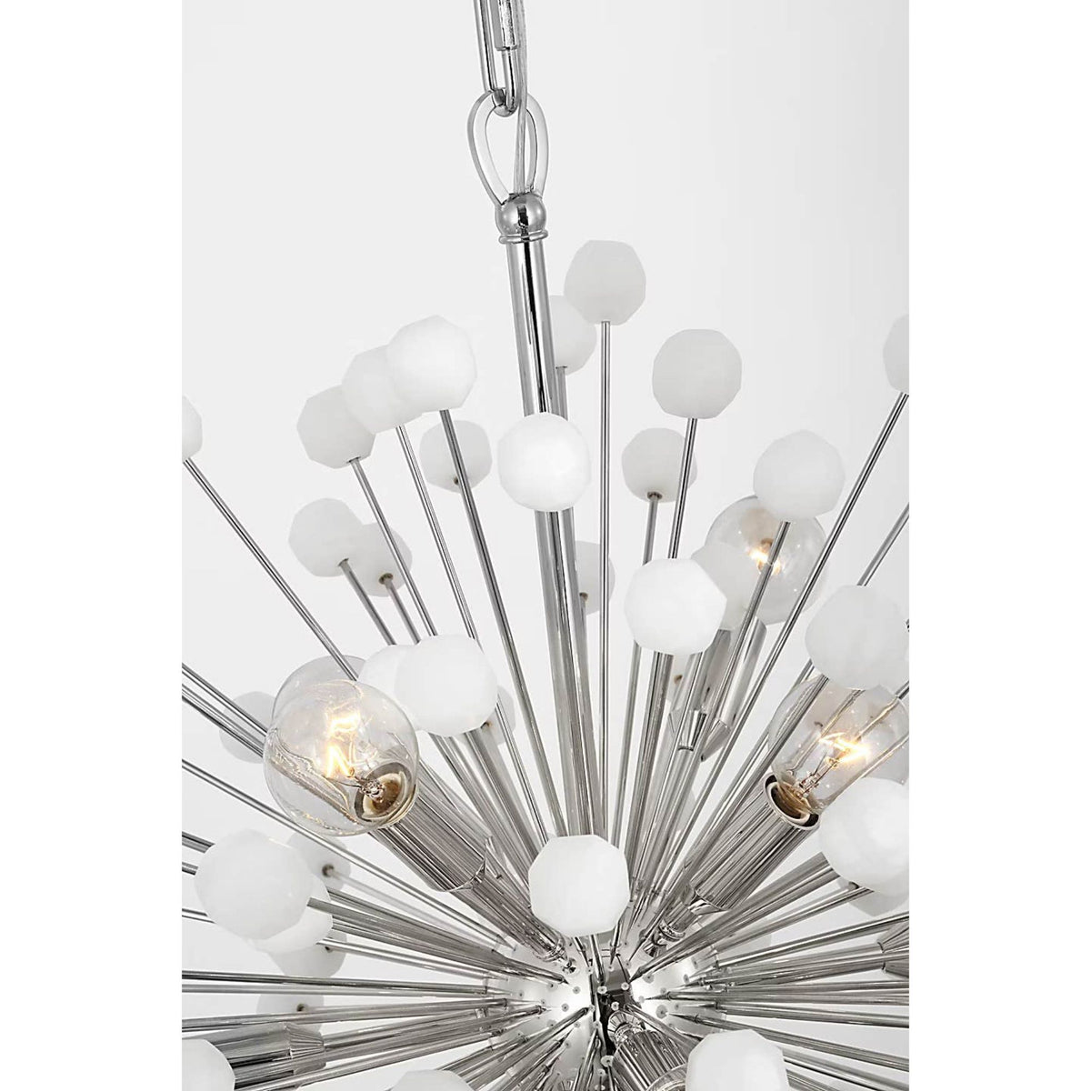 Suzanne Kasler Lys 21" Chandelier in Polished Nickel and Alabaster W21.25" x H23.5"