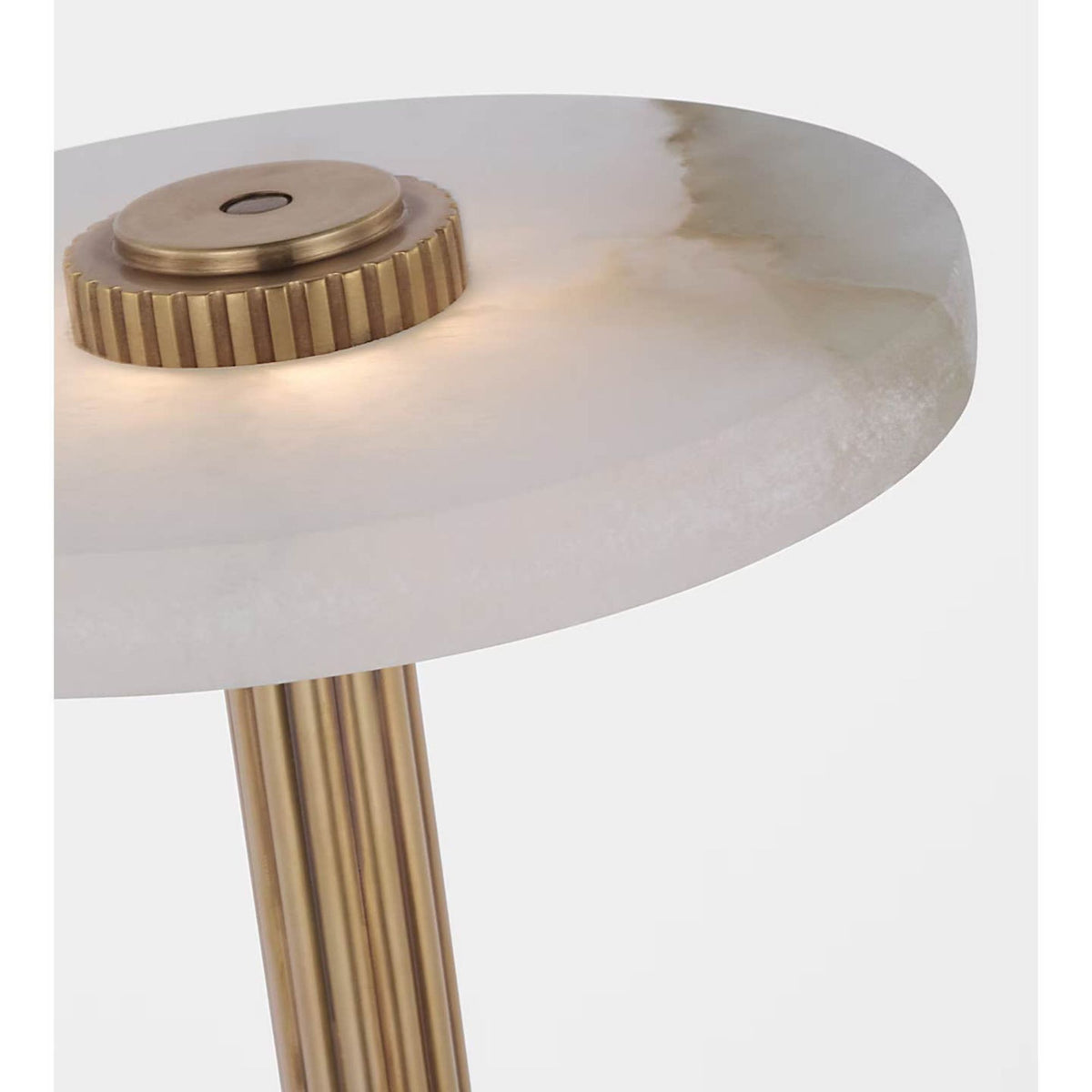 Visual Comfort Aran 9" Rechargeable Accent Lamp in Hand-Rubbed Antique Brass and Alabaster W5" x H8.75"