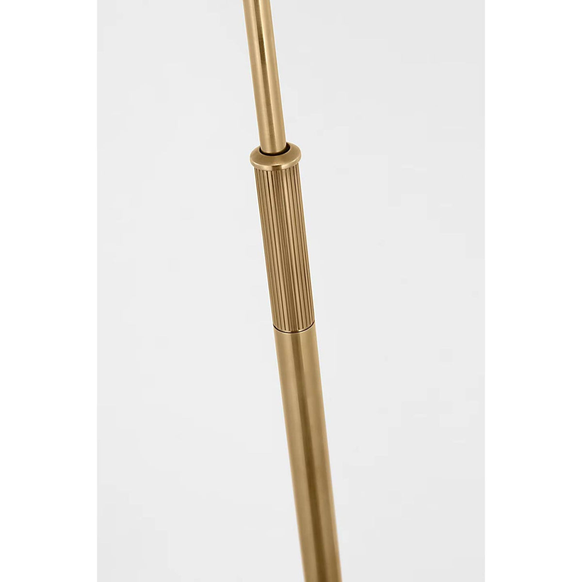Thomas O'Brien Canto Large Adjustable Floor Lamp in Hand-Rubbed Antique Brass with Linen Shade W17" x H49.75" - 59.75" x E24.5"