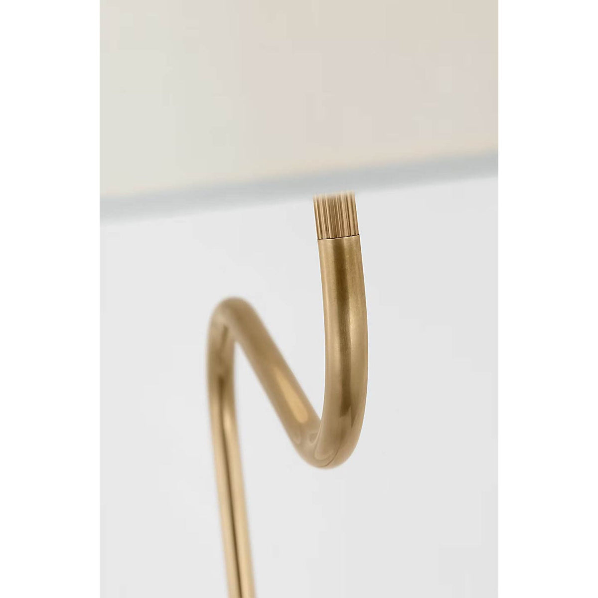 Thomas O'Brien Canto Large Adjustable Floor Lamp in Hand-Rubbed Antique Brass with Linen Shade W17" x H49.75" - 59.75" x E24.5"
