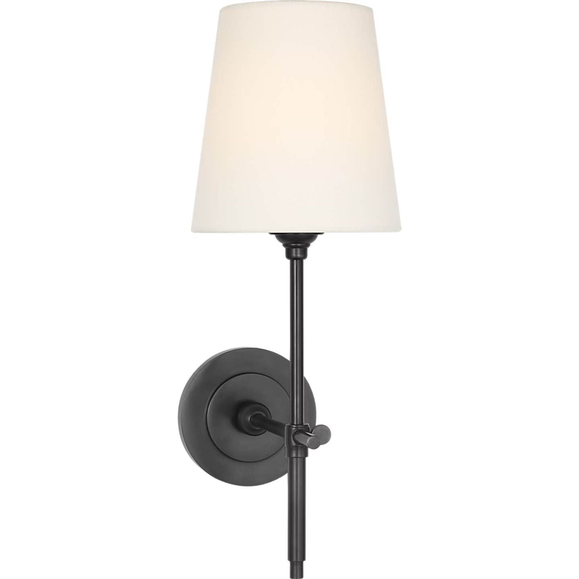 Thomas O'Brien Bryant 15" Cordless Sconce in Bronze with Linen Shade W5.5" x H15.25" x E8.5"