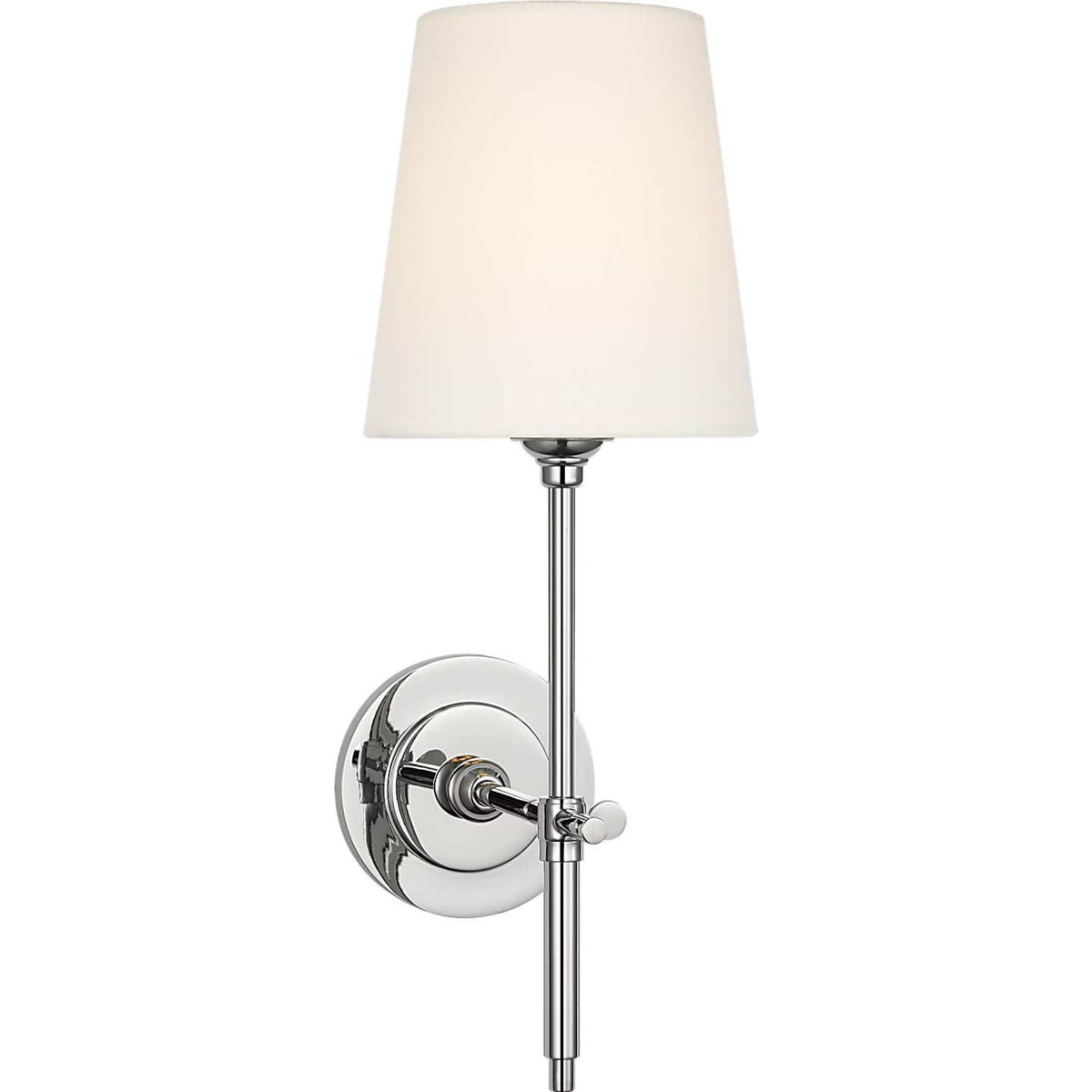 Thomas O'Brien Bryant 15" Cordless Sconce in Polished Nickel with Linen Shade W5.5" x H15.25" x E8.5"