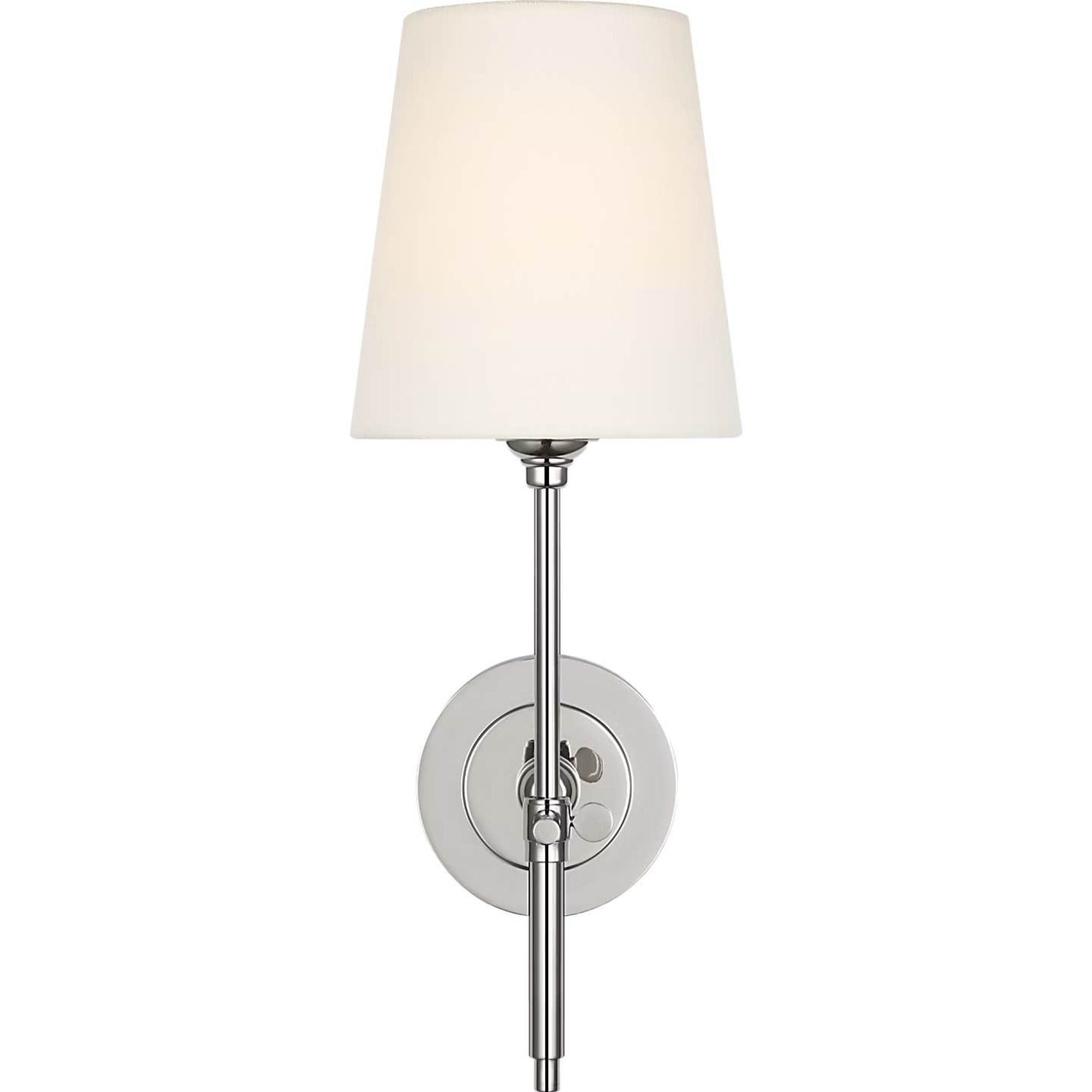 Thomas O'Brien Bryant 15" Cordless Sconce in Polished Nickel with Linen Shade W5.5" x H15.25" x E8.5"