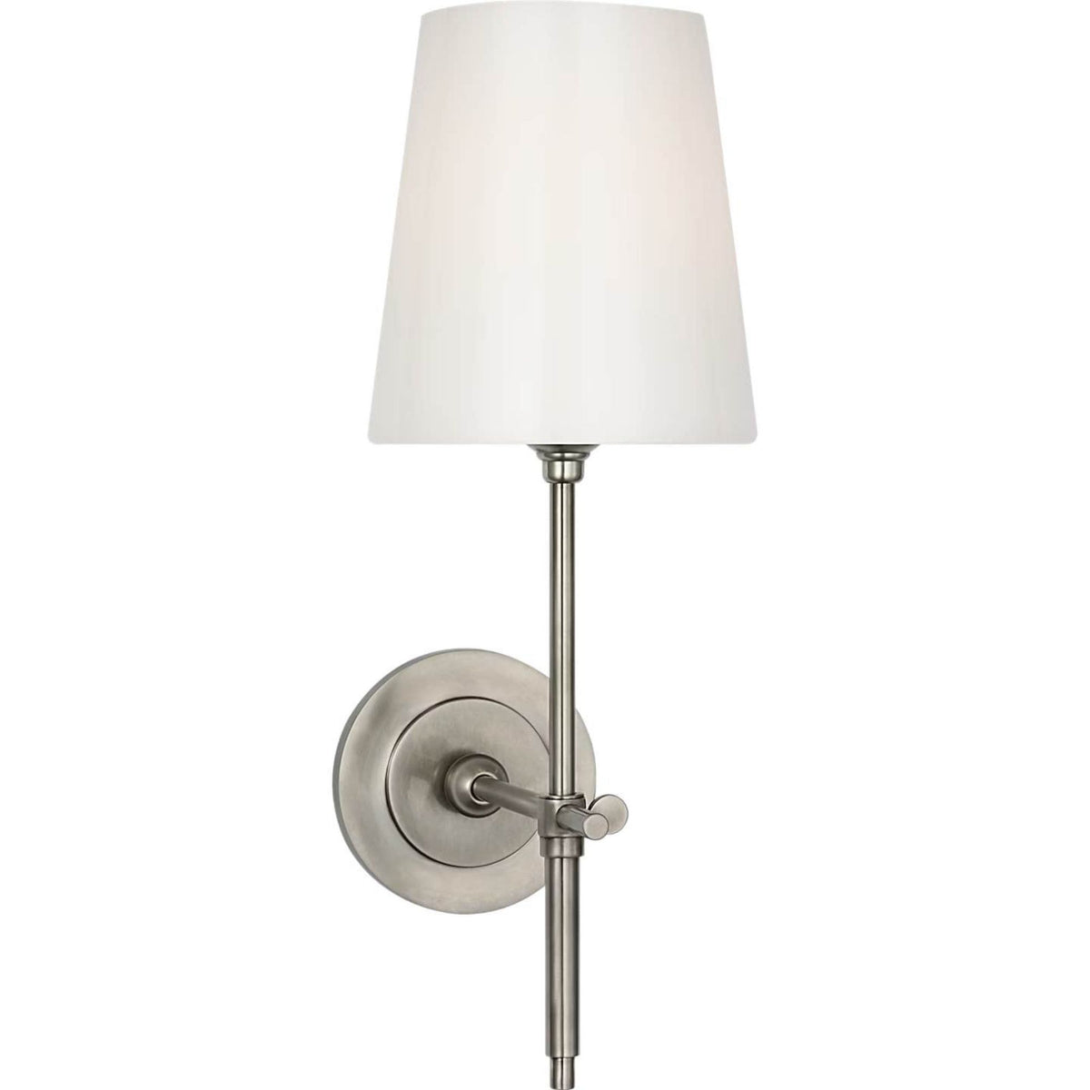 Thomas O'Brien Bryant 15" Cordless Bath Sconce in Antique Nickel with White Glass W5.5" x H15" x E8.5"
