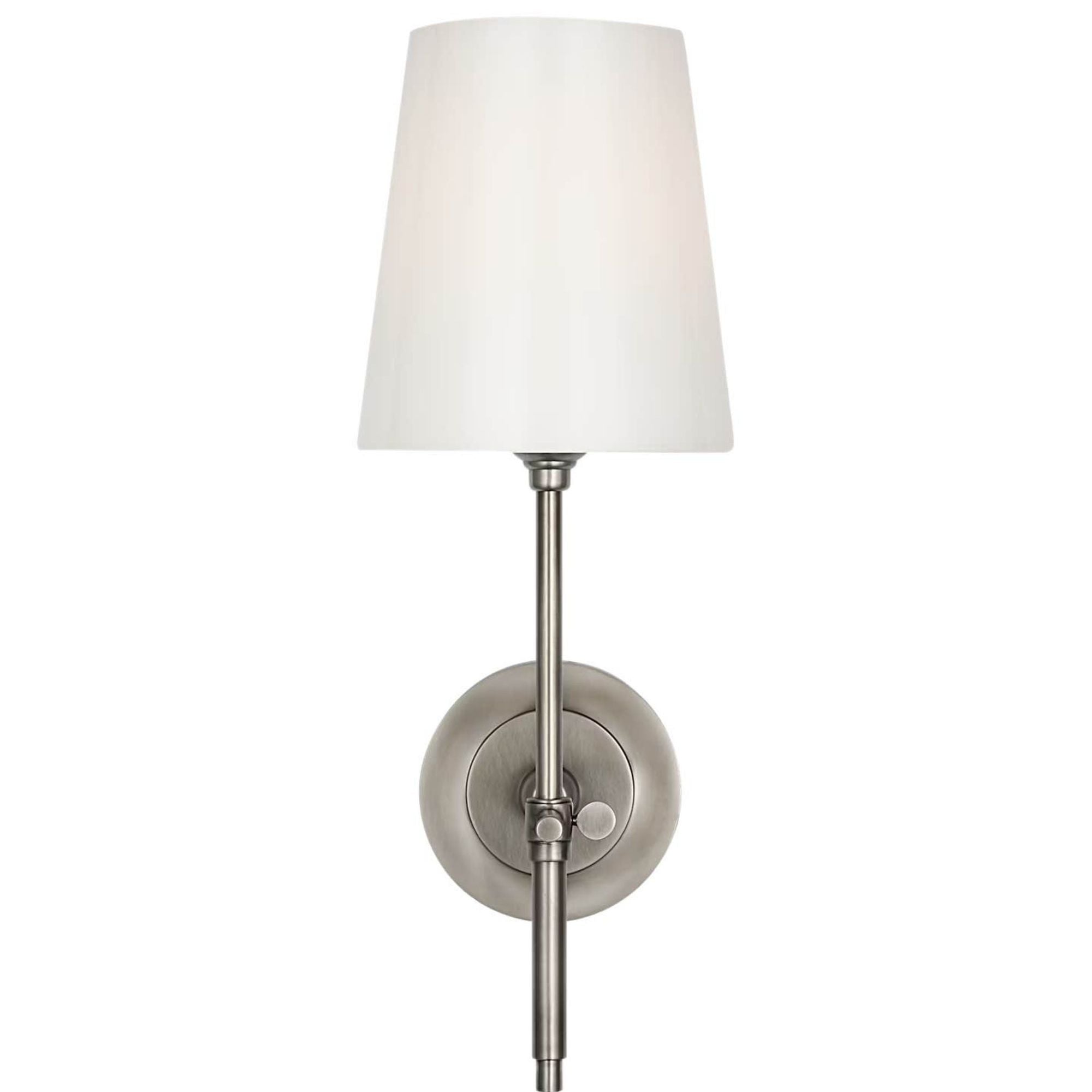 Thomas O'Brien Bryant 15" Cordless Bath Sconce in Antique Nickel with White Glass W5.5" x H15" x E8.5"