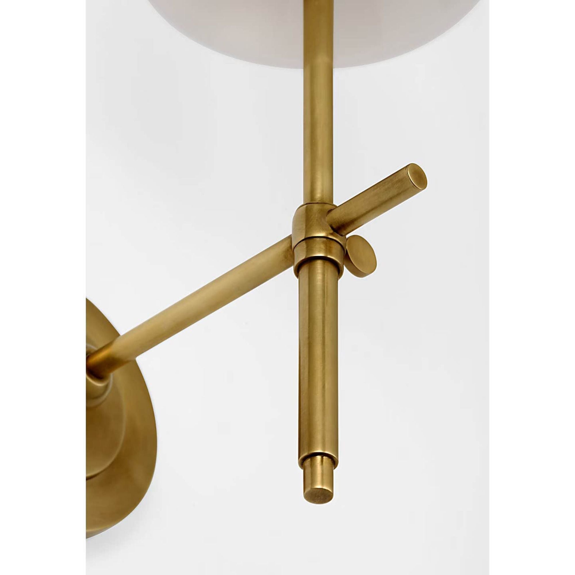Thomas O'Brien Bryant 15" Cordless Bath Sconce in Hand-Rubbed Antique Brass with White Glass W5.5" x H15" x E8.5"