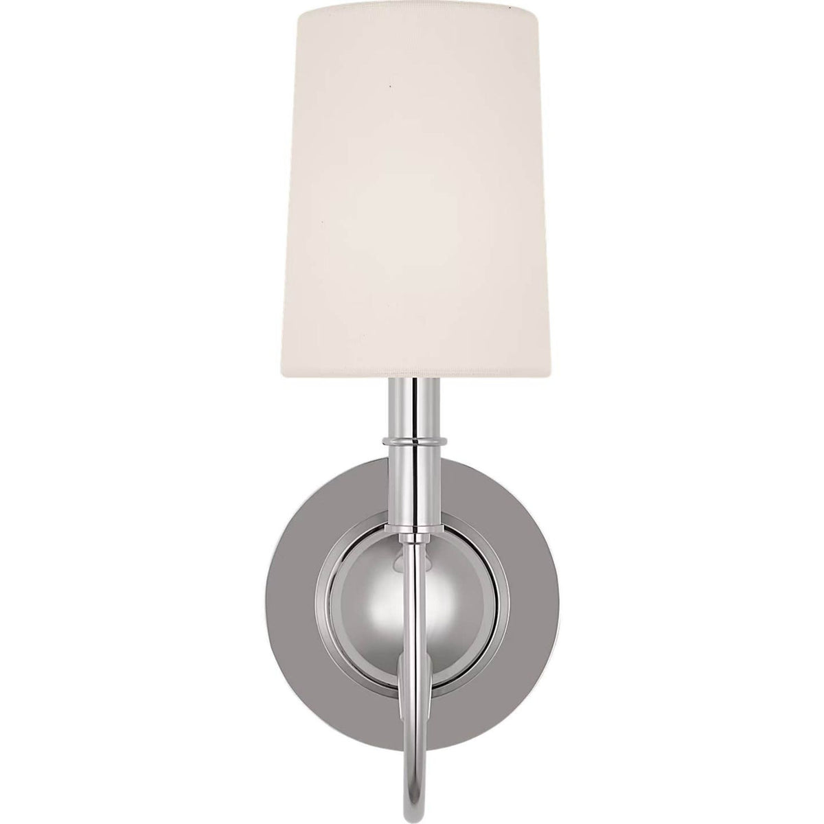 Thomas O'Brien Elkins Sconce in Polished Nickel with Linen Shade W5.5" x H13.75" x E7.25"