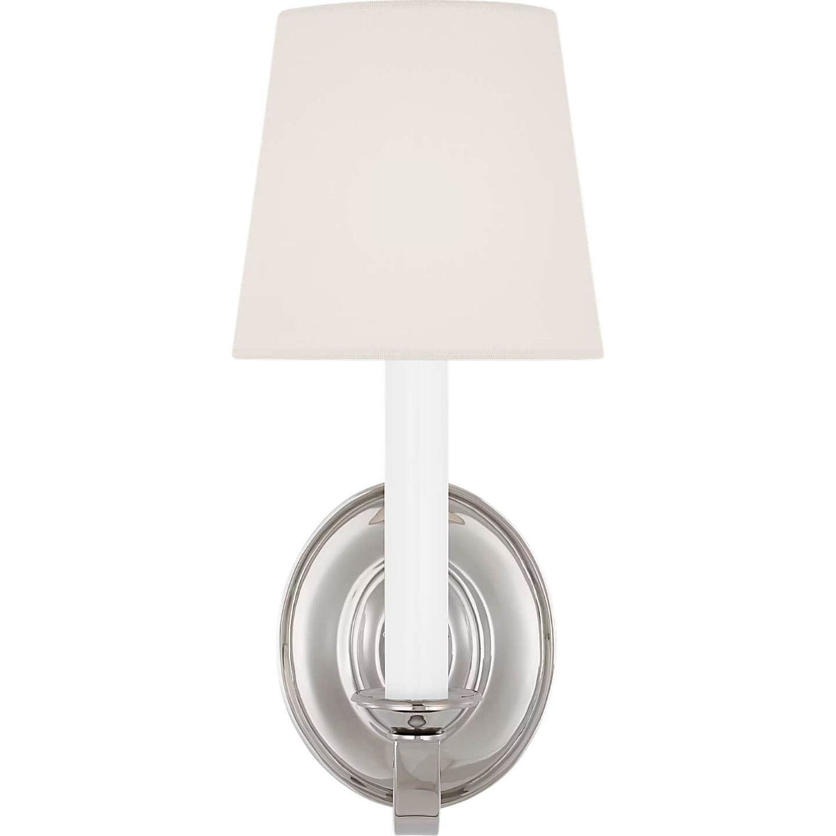 Thomas O'Brien Channing Single Sconce in Polished Nickel with Linen Shade W6" x H13.5" x E9.5"