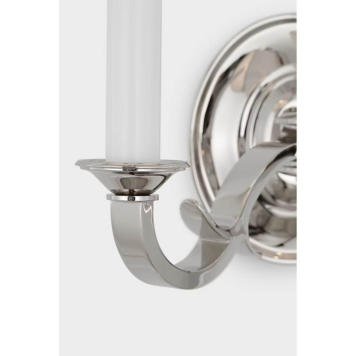 Thomas O'Brien Channing Double Sconce in Polished Nickel with Linen Shades W14.5" x H13.5" x E9.5"