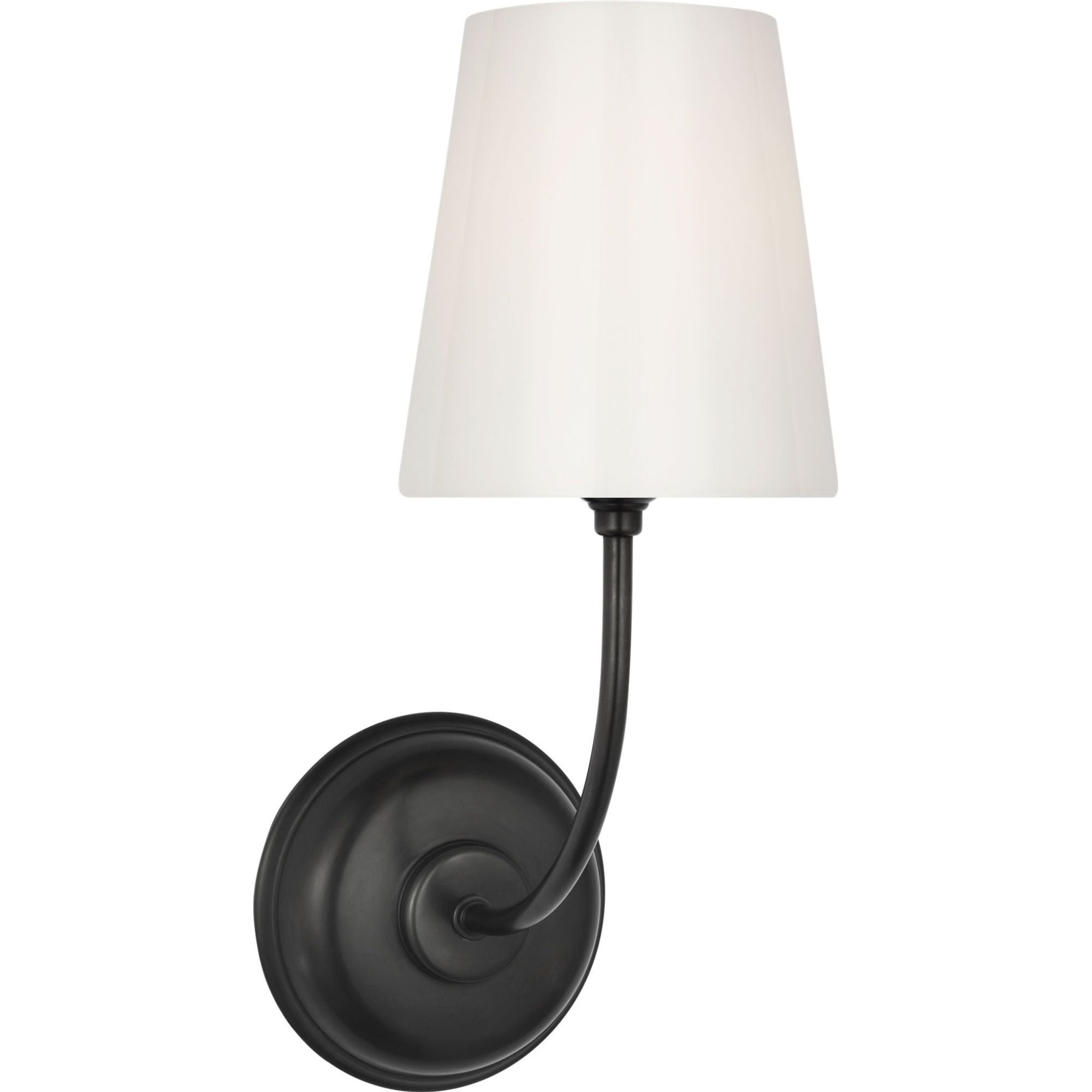Thomas O'Brien Vendome Single Sconce in Bronze with White Glass W5.5" x H14.5" x E8.5"