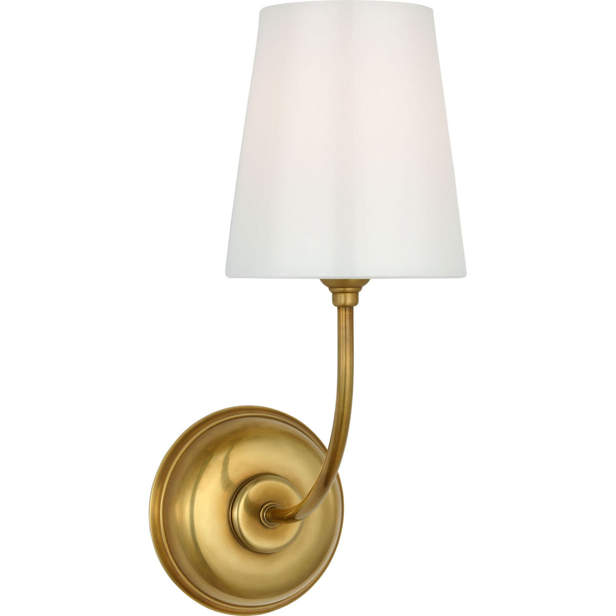 Thomas O'Brien Vendome Single Sconce in Hand-Rubbed Antique Brass with White Glass W5.5" x H14.5" x E8.5"
