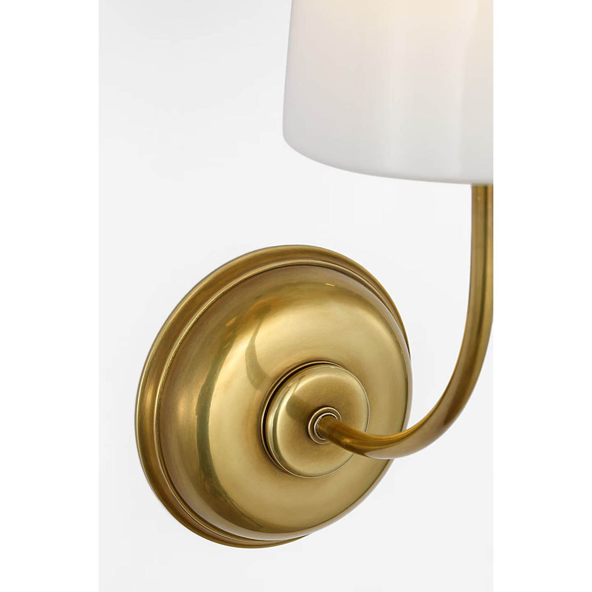 Thomas O'Brien Vendome Single Sconce in Hand-Rubbed Antique Brass with White Glass W5.5" x H14.5" x E8.5"