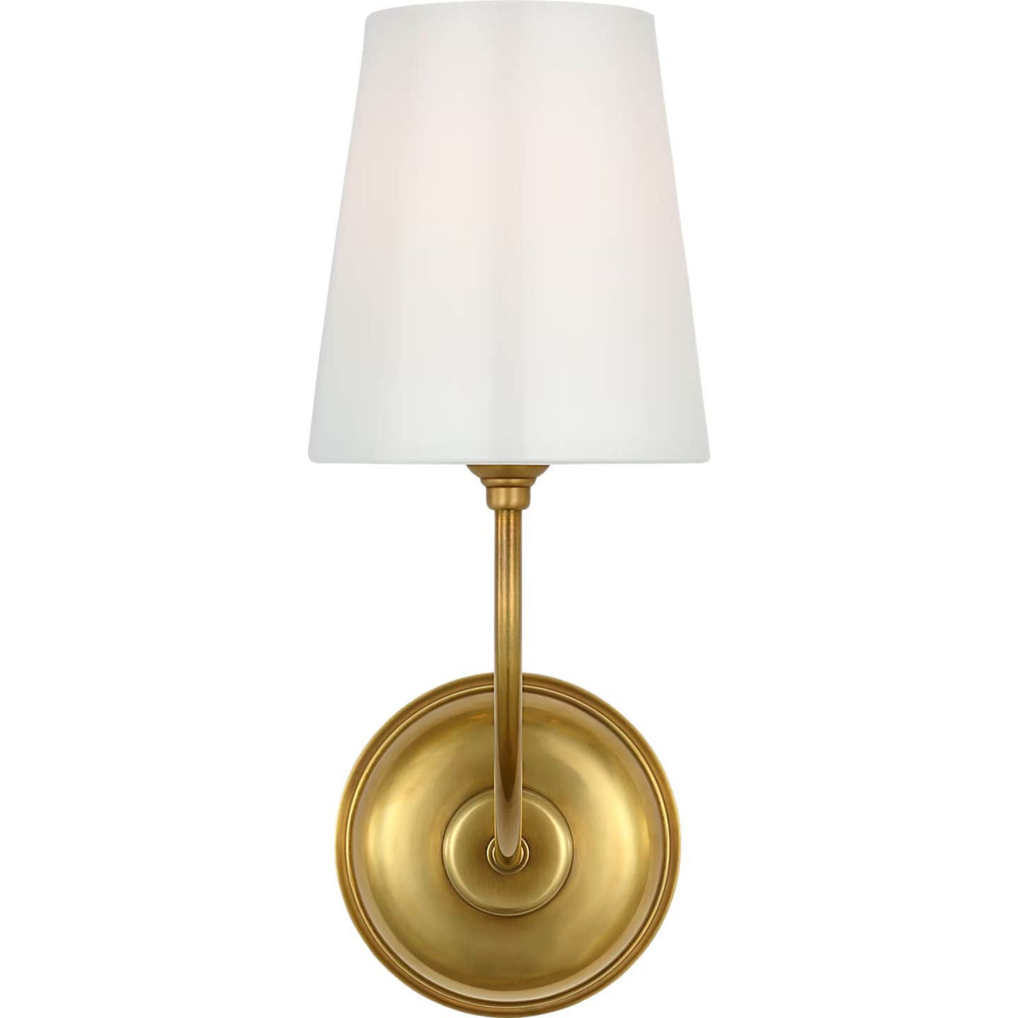 Thomas O'Brien Vendome Single Sconce in Hand-Rubbed Antique Brass with White Glass W5.5" x H14.5" x E8.5"