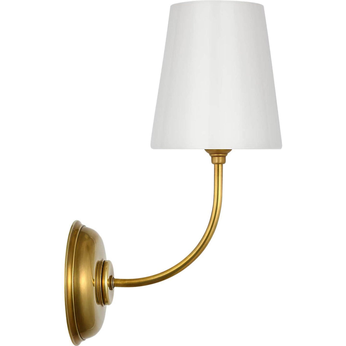 Thomas O'Brien Vendome Single Sconce in Hand-Rubbed Antique Brass with White Glass W5.5" x H14.5" x E8.5"