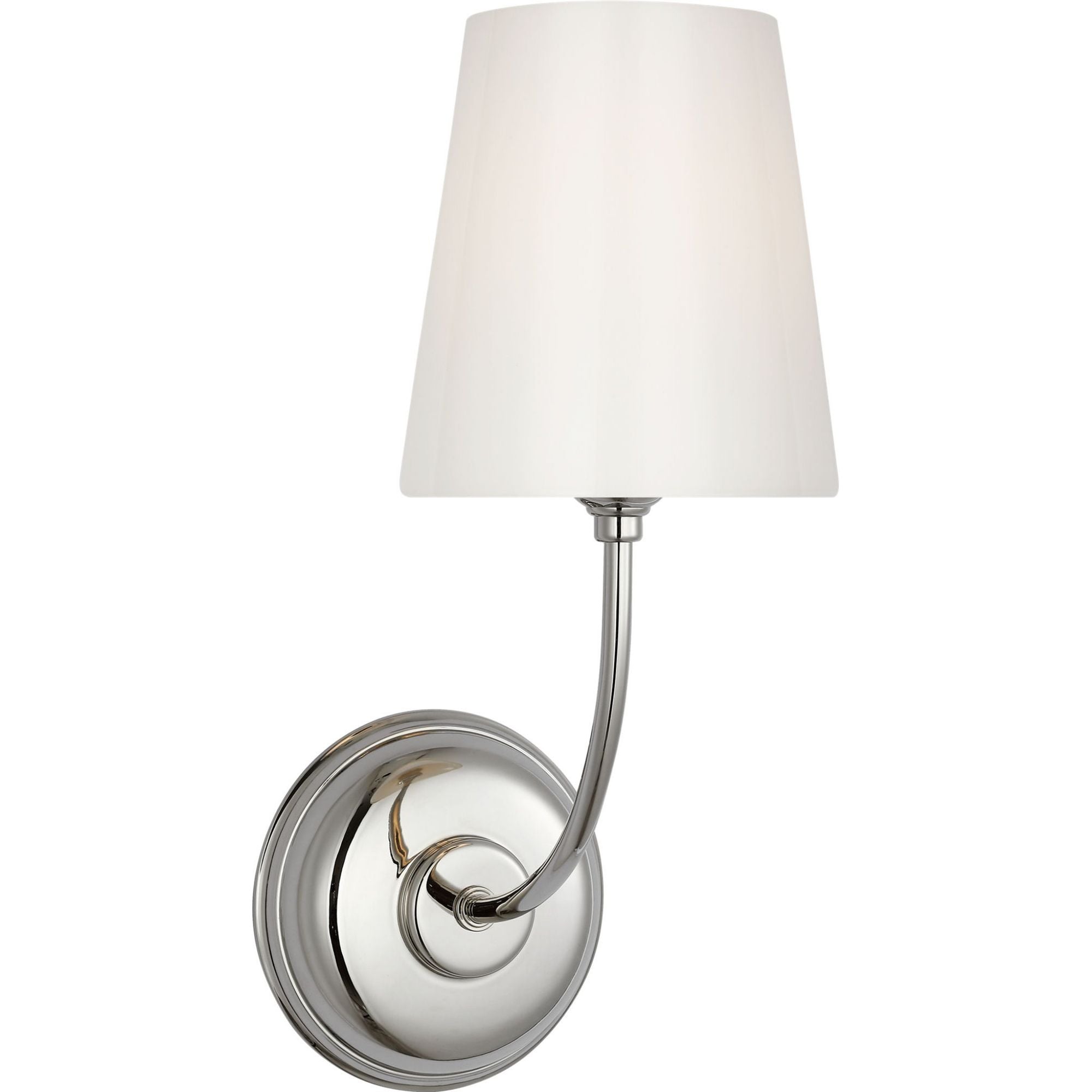 Thomas O'Brien Vendome Single Sconce in Polished Nickel with White Glass W5.5" x H14.5" x E8.5"