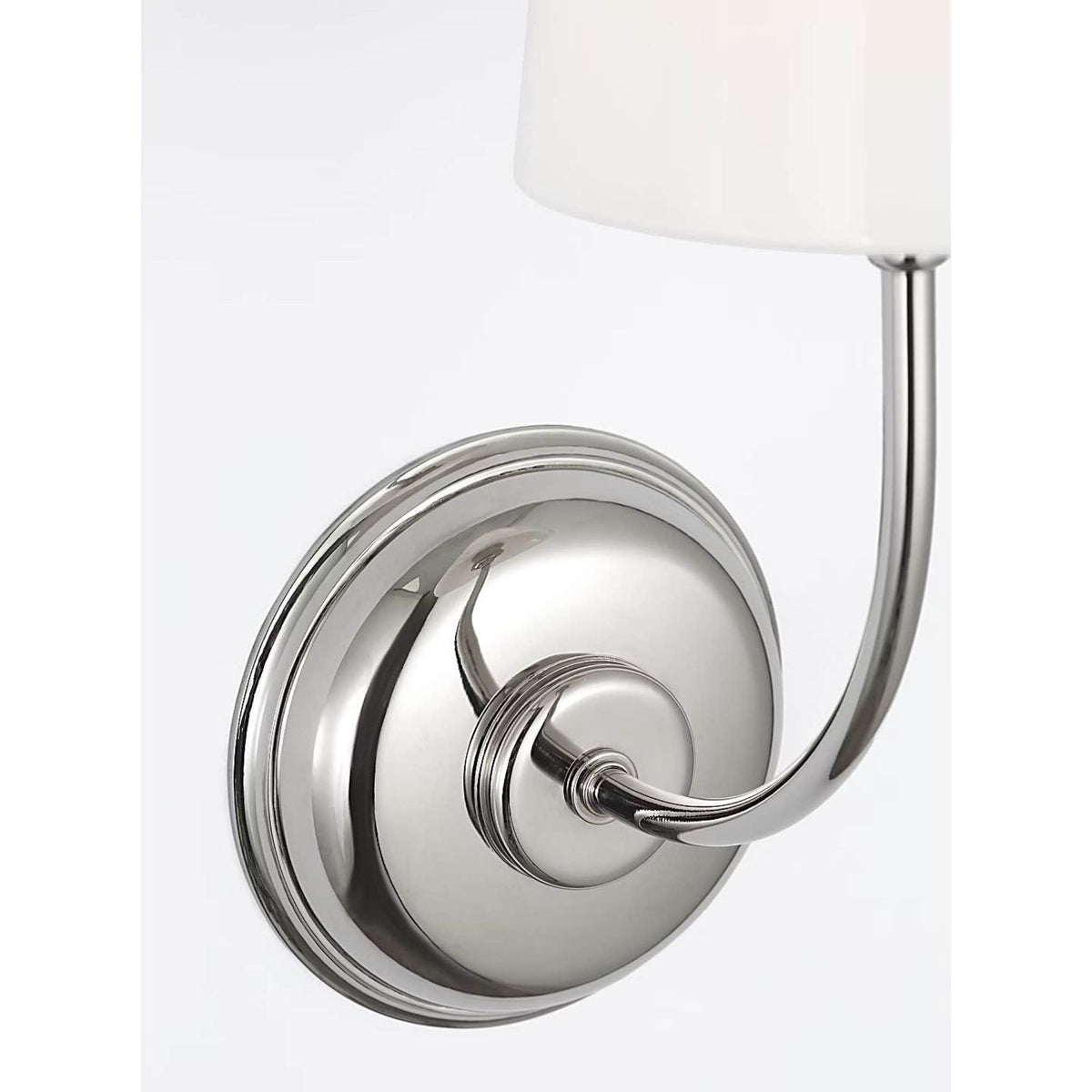 Thomas O'Brien Vendome Single Sconce in Polished Nickel with White Glass W5.5" x H14.5" x E8.5"