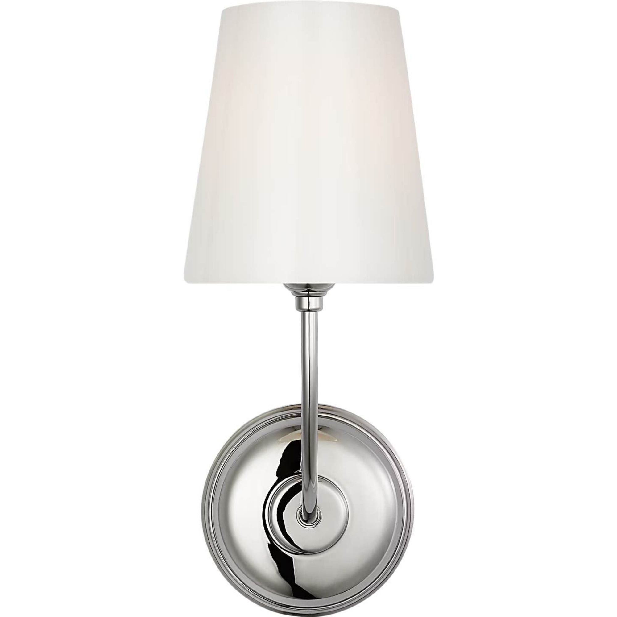 Thomas O'Brien Vendome Single Sconce in Polished Nickel with White Glass W5.5" x H14.5" x E8.5"